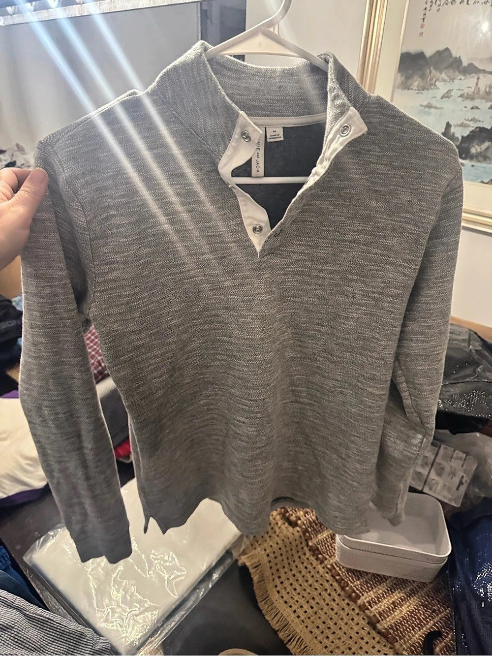 Jamie Jack boys Gray Long Sleeve Polo Size 14 Like New
